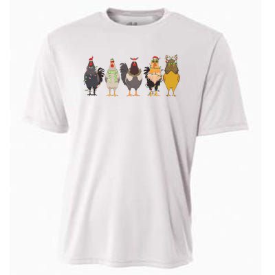 Christmas Chicken Farm Animal Christmas Funny Chicken Lover Cooling Performance Crew T-Shirt