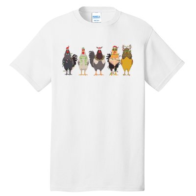 Christmas Chicken Farm Animal Christmas Funny Chicken Lover Tall T-Shirt