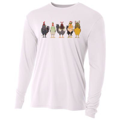 Christmas Chicken Farm Animal Christmas Funny Chicken Lover Cooling Performance Long Sleeve Crew