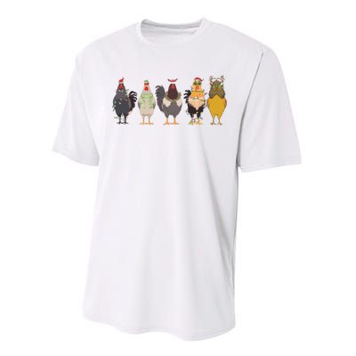 Christmas Chicken Farm Animal Christmas Funny Chicken Lover Performance Sprint T-Shirt