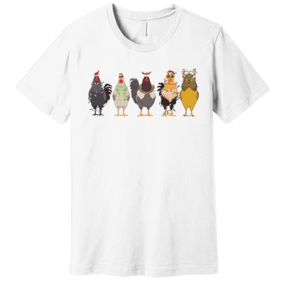 Christmas Chicken Farm Animal Christmas Funny Chicken Lover Premium T-Shirt