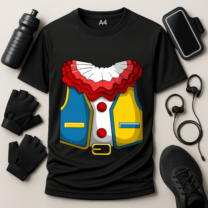 Clown Costume Funny Circus Play Halloween Cooling Performance Crew T-Shirt