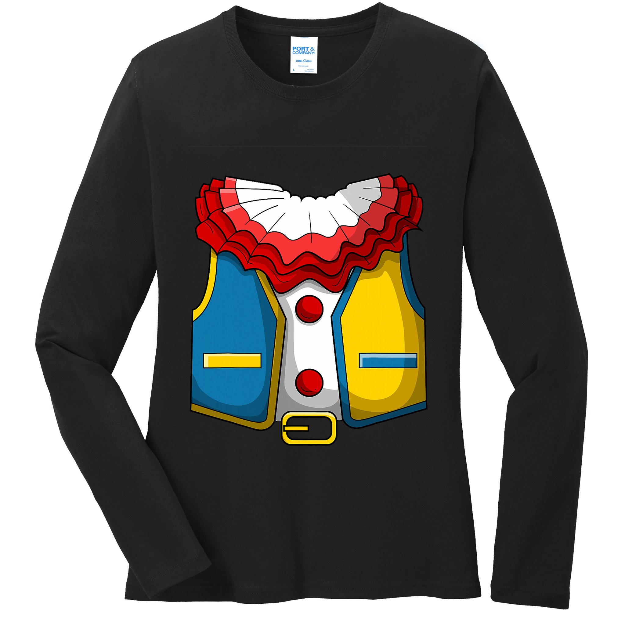 Clown Costume Funny Circus Play Halloween Ladies Long Sleeve Shirt