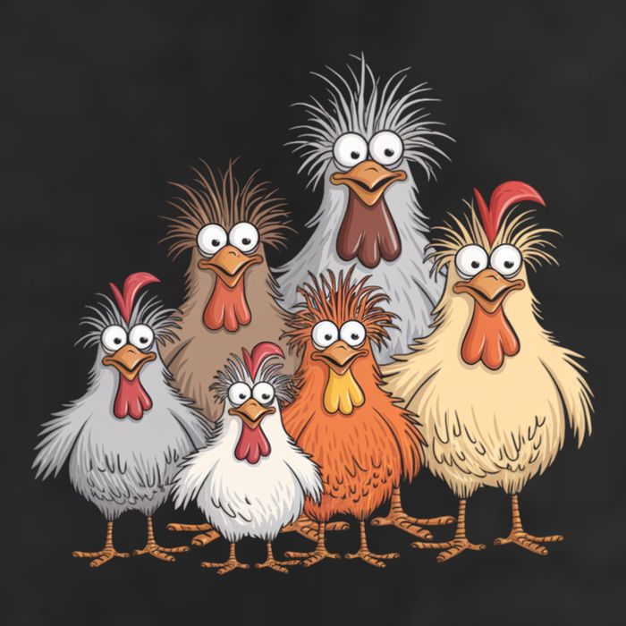 Crazy Chicken Family Gift 7 Panel Mesh Trucker Snapback Hat