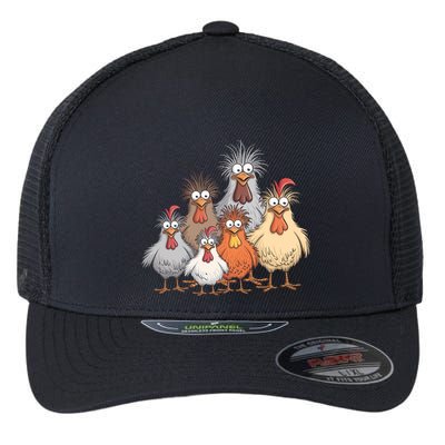 Crazy Chicken Family Gift Flexfit Unipanel Trucker Cap