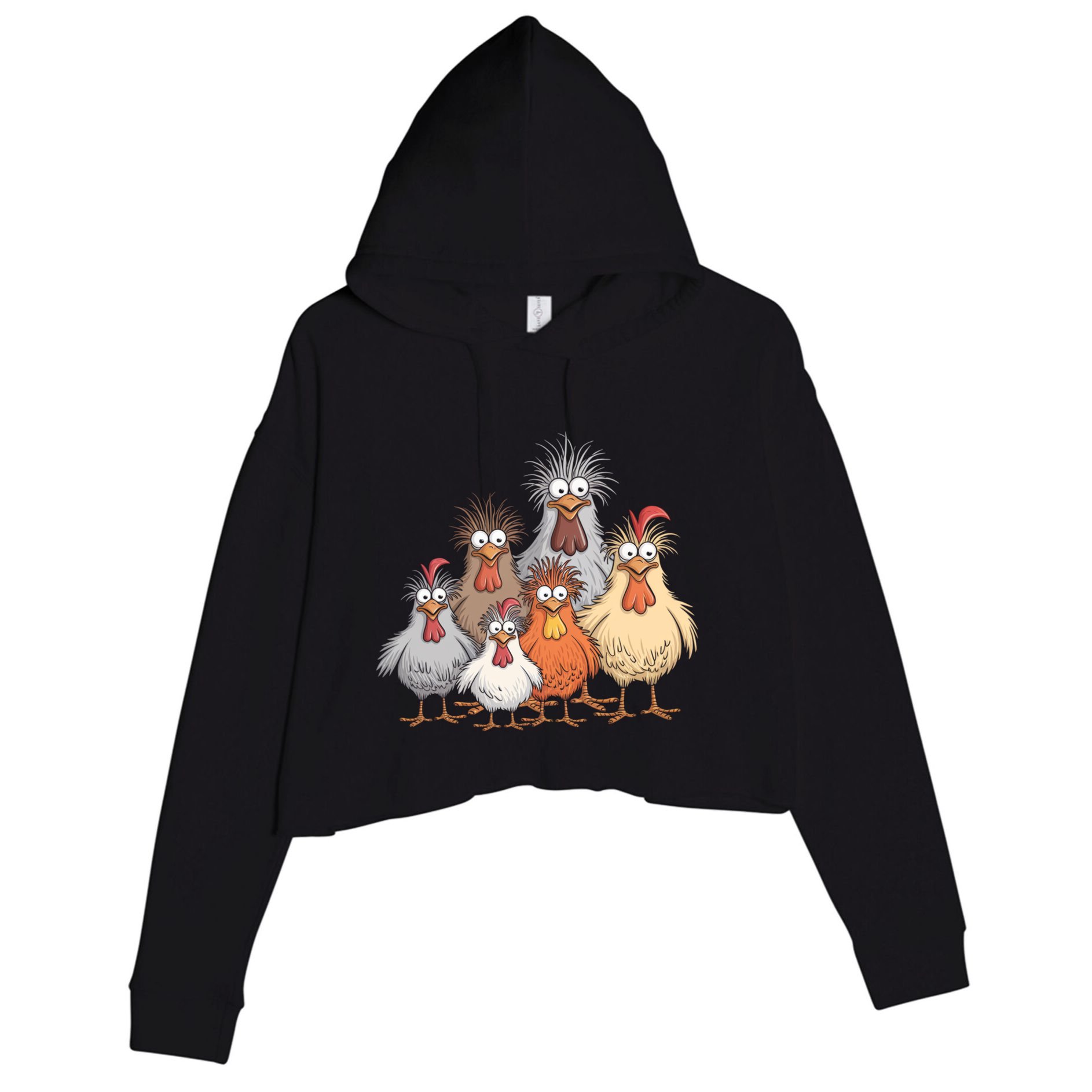 Crazy Chicken Family Gift Crop Fleece Hoodie
