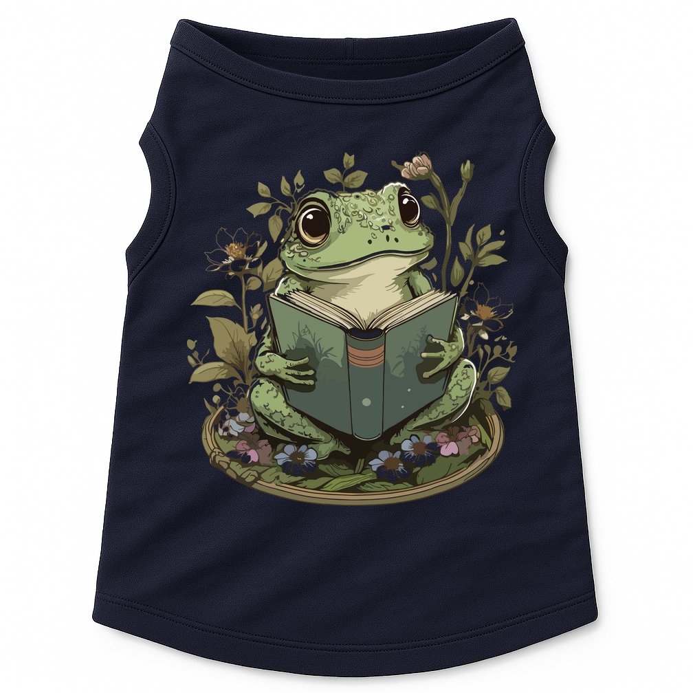 Cute Cottagecore Floral Frog Aesthetic Women Graphic Doggie Tank