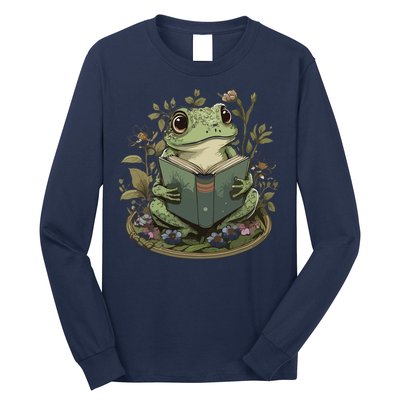 Cute Cottagecore Floral Frog Aesthetic Women Graphic Long Sleeve Shirt