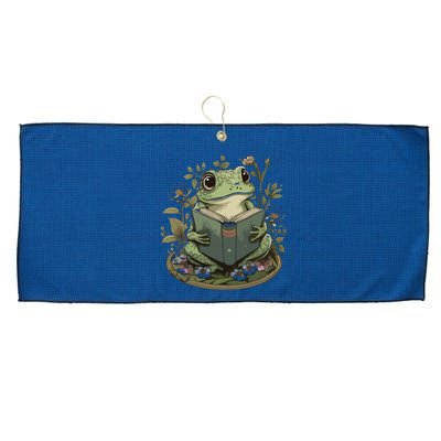 Cute Cottagecore Floral Frog Aesthetic Women Graphic Large Microfiber Waffle Golf Towel