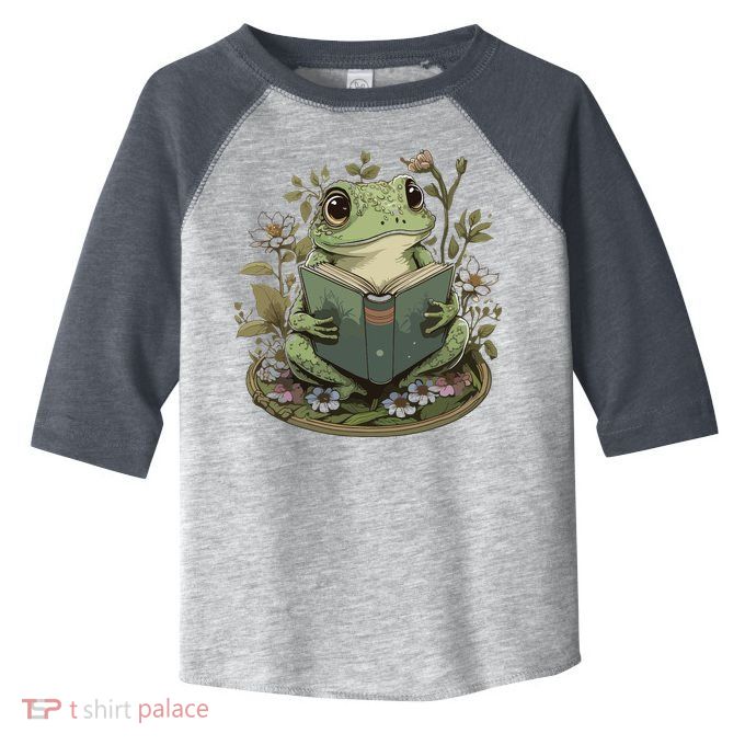 Cute Cottagecore Floral Frog Aesthetic Women Graphic Toddler Fine Jersey T-Shirt