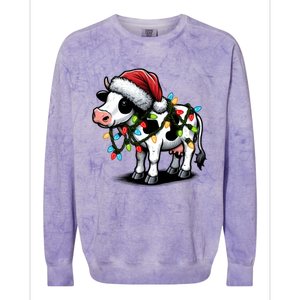 Cow Cute Funny Santa Christmas Gift Colorblast Crewneck Sweatshirt