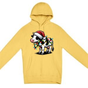 Cow Cute Funny Santa Christmas Gift Premium Pullover Hoodie