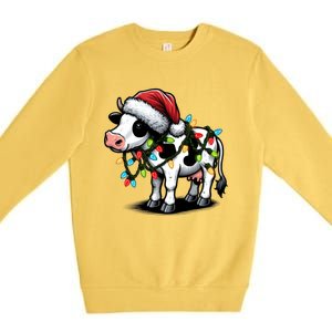 Cow Cute Funny Santa Christmas Gift Premium Crewneck Sweatshirt