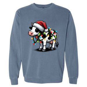 Cow Cute Funny Santa Christmas Gift Garment-Dyed Sweatshirt