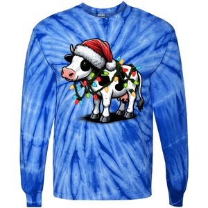 Cow Cute Funny Santa Christmas Gift Tie-Dye Long Sleeve Shirt