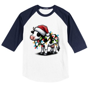 Cow Cute Funny Santa Christmas Gift Baseball Sleeve Shirt