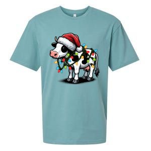 Cow Cute Funny Santa Christmas Gift Sueded Cloud Jersey T-Shirt