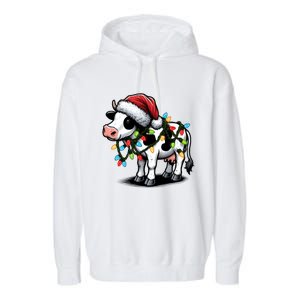 Cow Cute Funny Santa Christmas Gift Garment-Dyed Fleece Hoodie