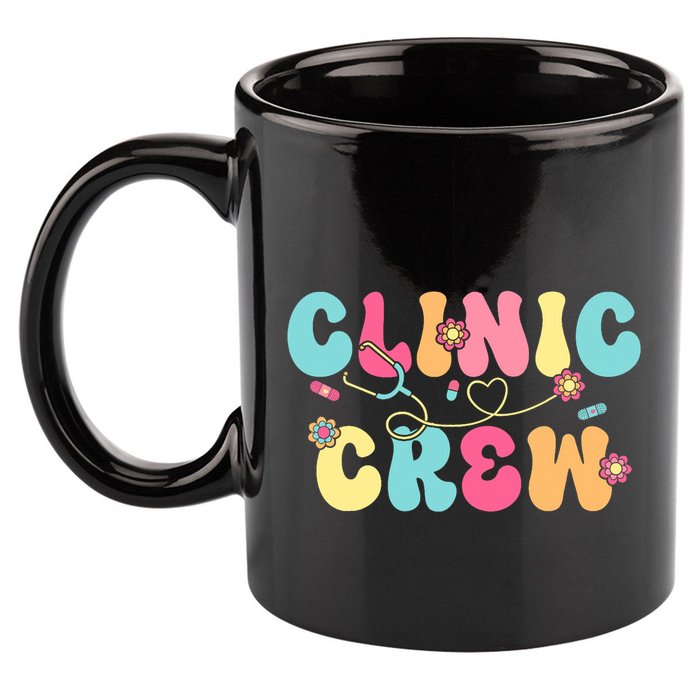 Clinic Crew For School Nurse Groovy 11oz C Handle Ceramic Mug