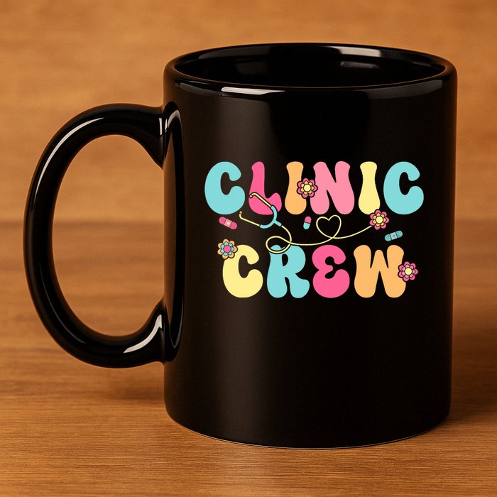 Clinic Crew For School Nurse Groovy 11oz C Handle Ceramic Mug