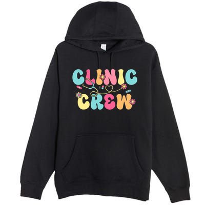 Clinic Crew For School Nurse Groovy Premium Pullover Hoodie