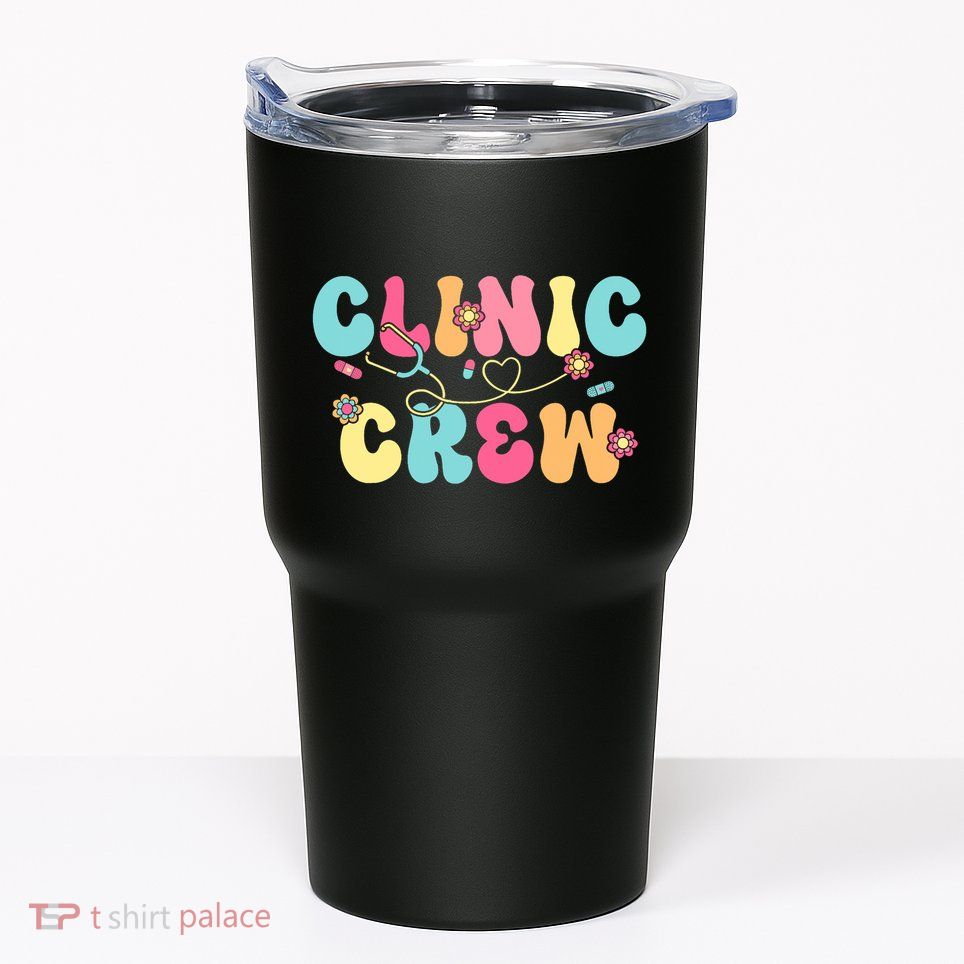 Clinic Crew For School Nurse Groovy Tumbler