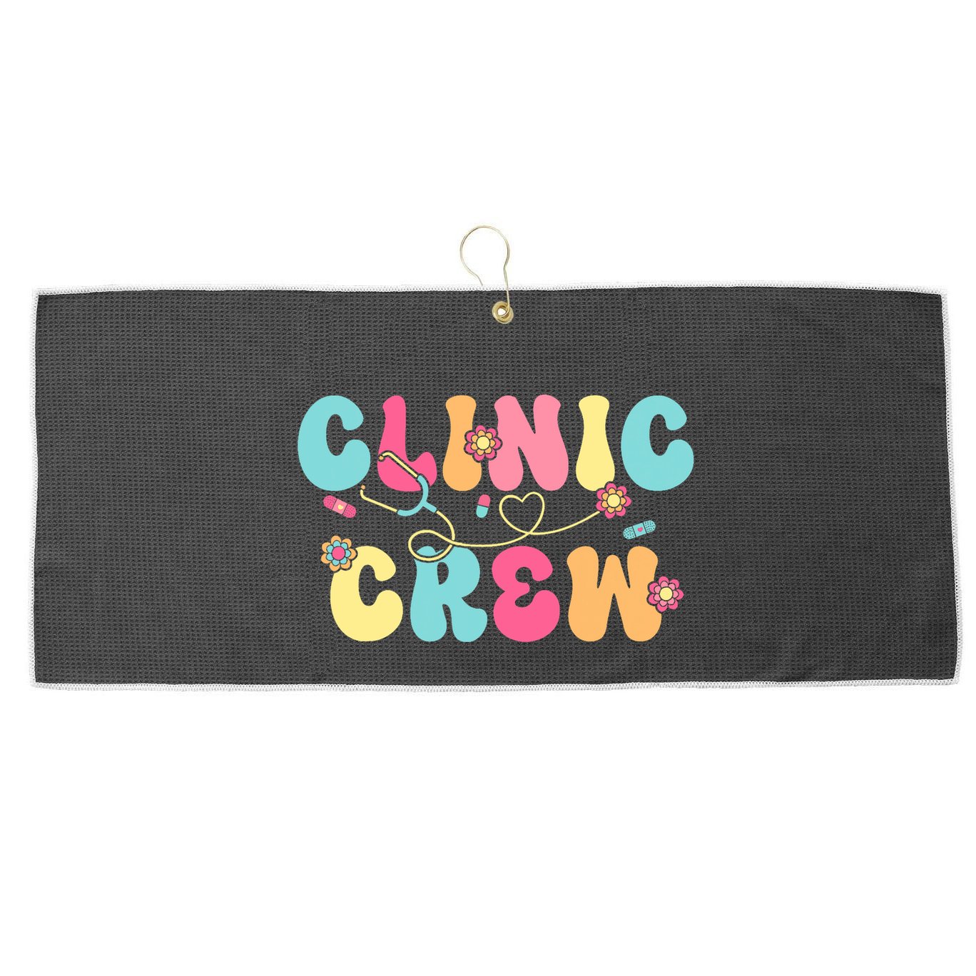 Clinic Crew For School Nurse Groovy Large Microfiber Waffle Golf Towel