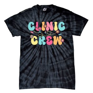 Clinic Crew For School Nurse Groovy Tie-Dye T-Shirt