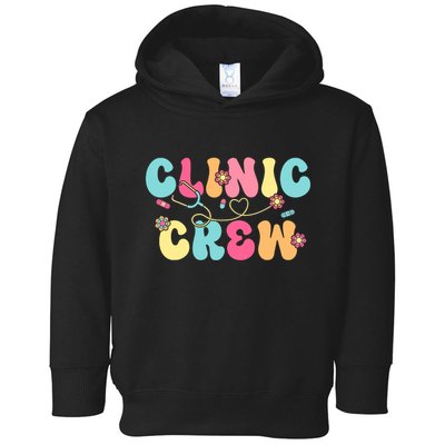 Clinic Crew For School Nurse Groovy Toddler Hoodie