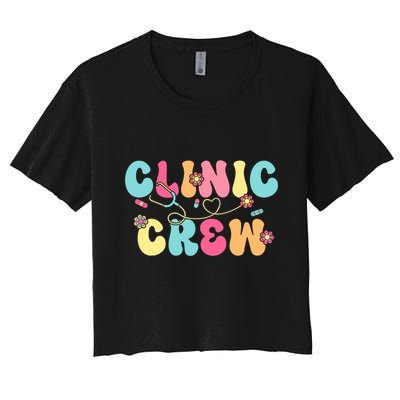 Clinic Crew For School Nurse Groovy Crop Top