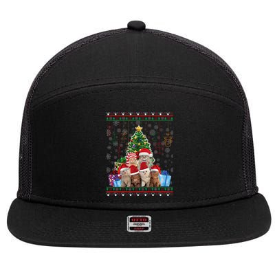 Cat Christmas Funny Ugly N Merry Gift 7 Panel Mesh Trucker Snapback Hat