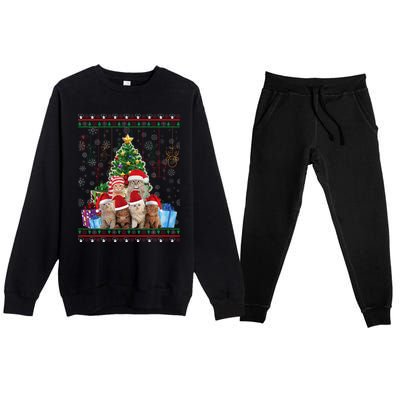 Cat Christmas Funny Ugly N Merry Gift Premium Crewneck Sweatsuit Set