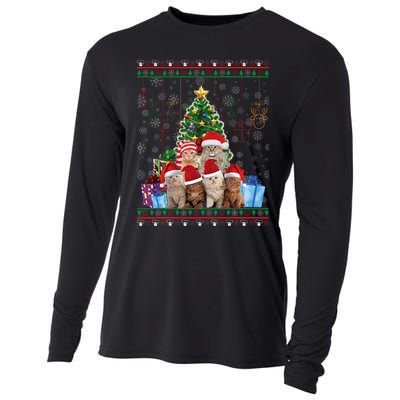 Cat Christmas Funny Ugly N Merry Gift Cooling Performance Long Sleeve Crew