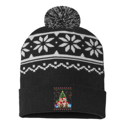 Cat Christmas Funny Ugly N Merry Gift USA-Made Snowflake Beanie