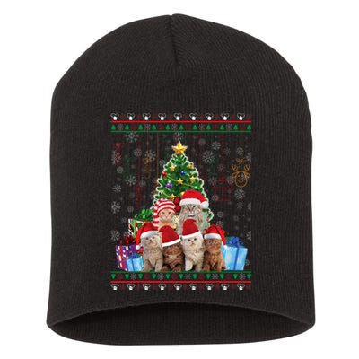 Cat Christmas Funny Ugly N Merry Gift Short Acrylic Beanie