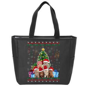 Cat Christmas Funny Ugly N Merry Gift Zip Tote Bag