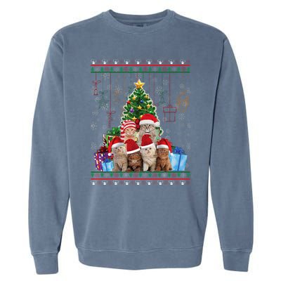 Cat Christmas Funny Ugly N Merry Gift Garment-Dyed Sweatshirt