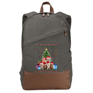 Cat Christmas Funny Ugly N Merry Gift Cotton Canvas Backpack