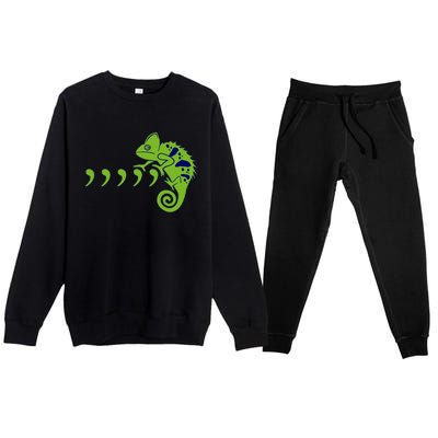 COMMA CHAMELEON FUNNY SONG PARODY MEME Premium Crewneck Sweatsuit Set