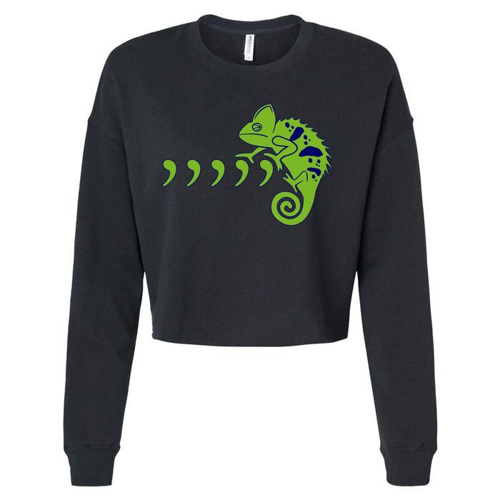 COMMA CHAMELEON FUNNY SONG PARODY MEME Cropped Pullover Crew