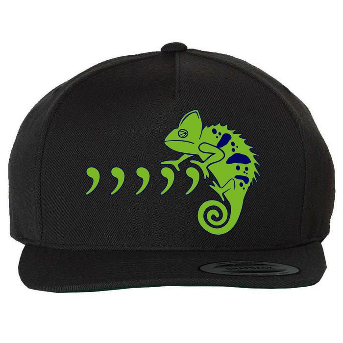 COMMA CHAMELEON FUNNY SONG PARODY MEME Wool Snapback Cap