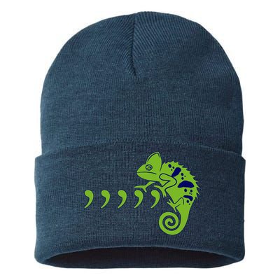 COMMA CHAMELEON FUNNY SONG PARODY MEME Sustainable Knit Beanie