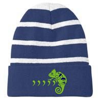 COMMA CHAMELEON FUNNY SONG PARODY MEME Striped Beanie with Solid Band