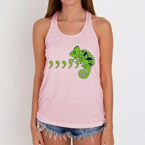 COMMA CHAMELEON FUNNY SONG PARODY MEME Women's Knotted Racerback Tank