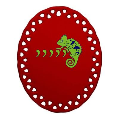 COMMA CHAMELEON FUNNY SONG PARODY MEME Ceramic Oval Ornament