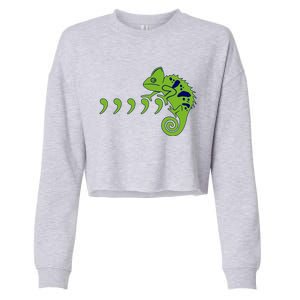 COMMA CHAMELEON FUNNY SONG PARODY MEME Cropped Pullover Crew