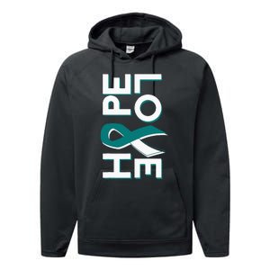 Cervical Cancer Fight Cancer Ribbon Performance Fleece Hoodie