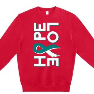 Cervical Cancer Fight Cancer Ribbon Premium Crewneck Sweatshirt