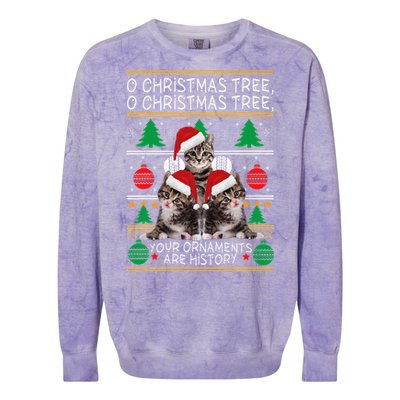 Cats Christmas Funny Ornaments Pajama Family Gift Colorblast Crewneck Sweatshirt