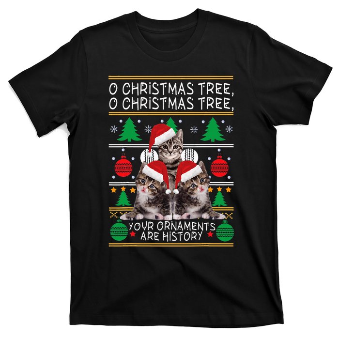 Cats Christmas Funny Ornaments Pajama Family Gift T-Shirt